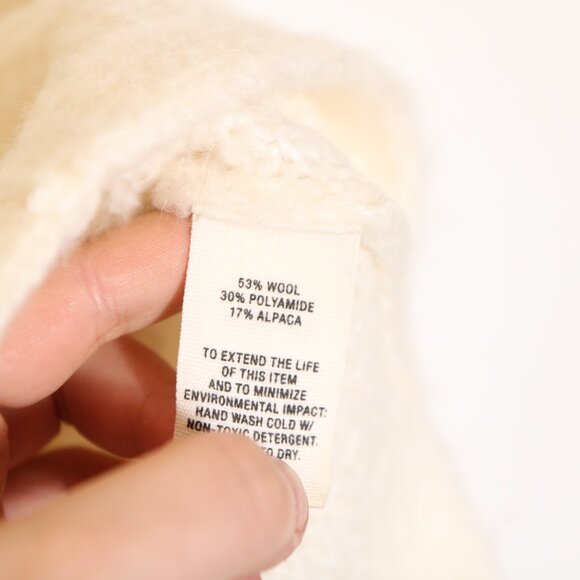 Alex Mill Camil Cable Knit Sweater Large Turtleneck Ivory Fisherman Wool Alpaca - Picture 4 of 7